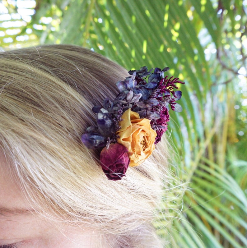 Mini Comb Dried Flower Mini Comb Miniature Comb Wedding Flower Comb Wedding Mini Comb Amethyst Comb