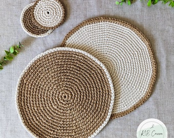 Natural Cotton Rope Placemats, Jute Table Mats, Dinning Room, Boho Home Accessories, Sustainable Home, Washable Placemats, Eco-Friendly Gift