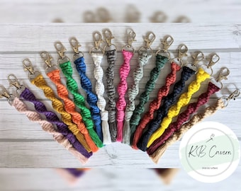 Macrame Spiral Keychain- Car Accessories for Women, Small Gifts, Teacher Gifts, Stocking Fillers