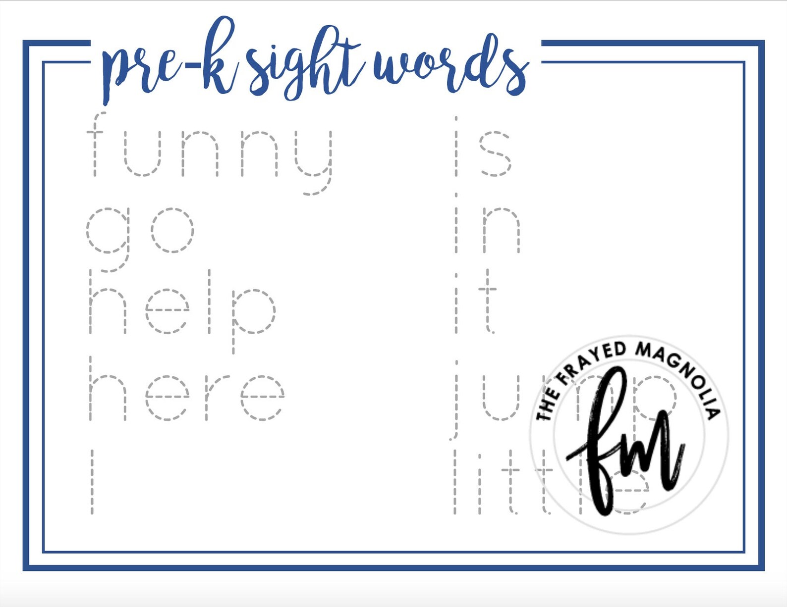 Trace My Pre-k Sight Words Educational Learning Sheet | Etsy