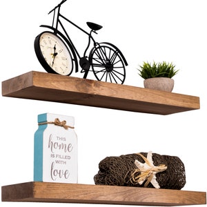 Floating Shelves Rustic Wood Wall Shelf | Set of 2