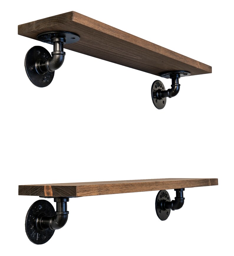 Estantes de tuberías rústico madera floating estantes / pared | Etsy