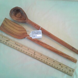 Cherry, Medium, Cooking/Baking Spatula and Cooking Spoon-Hand-carved Set, With My Initials and Year Created Burned-on By Hand
