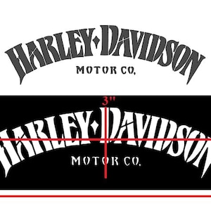 May include: A black and white Harley-Davidson logo. The logo is arched and reads "HARLEY-DAVIDSON MOTOR CO." The design is 10 inches wide and 11 inches long, with a 4-inch height.