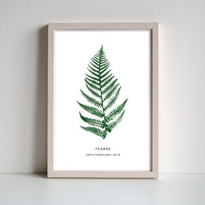 Fern Plant Print in Green Pressed Fern Print Botanical Print Personalised Fern Leaf Print. image 3