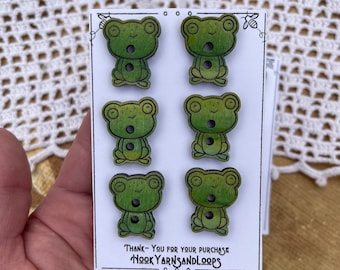 6 - Frog Buttons, Unique Buttons, Laser Engraved