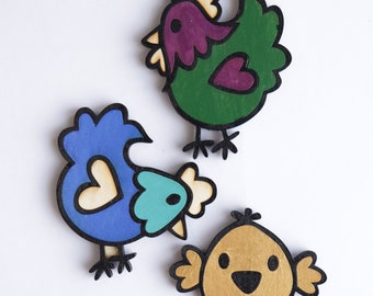 Set of 3 Chicken Fridge Magnets *Chicken, Magnets*