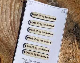 6 Cactus Emotional Support Tags - Grab life by the thorns - ***Listing is for wooden Tags Only***