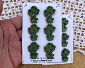 6 - Cactus Buttons, Unique Buttons, Laser Engraved