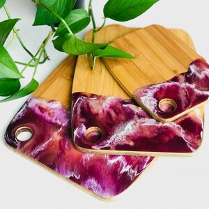 Decorative Resin Cheeseboard, Bamboo Wood Cutting Board, Serving Tray, Platter, Appetizer Board, Resin Art, Wooden Board