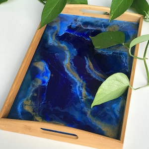 Decorative Resin Platter Bamboo Wood Serving Tray Resin Serving Tray Platter Appetizer