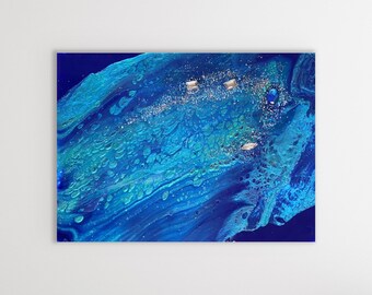 Deep Blue – Original Abstract Art Mixed Media Abstract Painting Home Decor Wall Art Unique