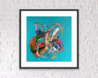 Original Abstract Acrylic Painting – Teal Canvas Wall Art