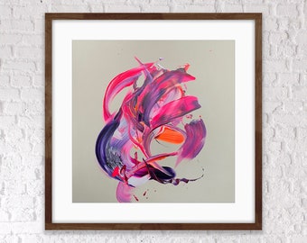 Neon Wilderness Abstract Acrylic Painting – Vibrant Canvas Wall Art