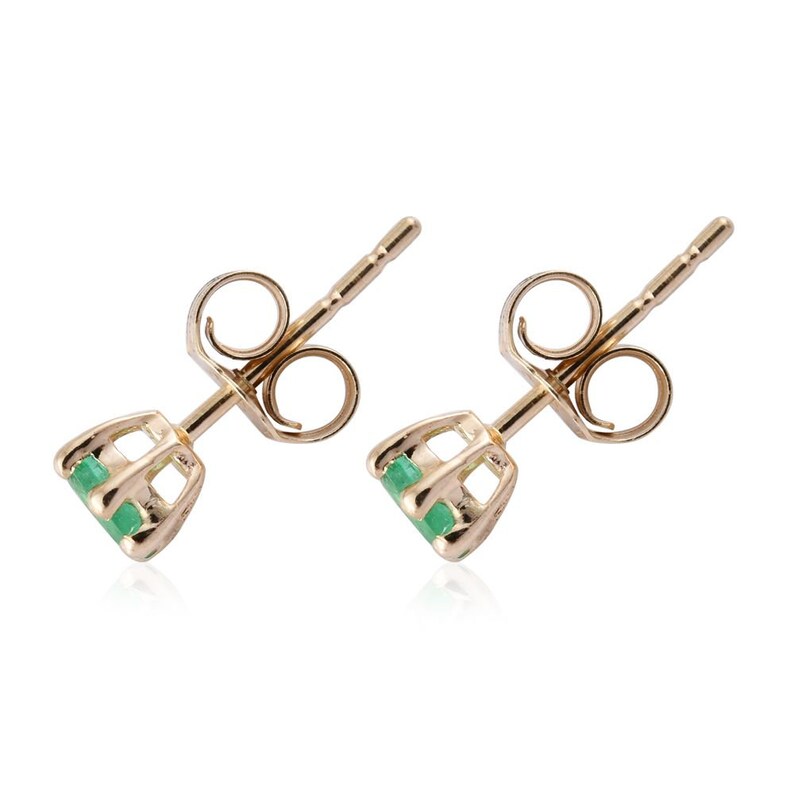 TGW 1 CTS Round 5MM Emerald Studs Gift For Her Stud Earrings Genuine Emerald Bridesmaid Gift Emerald Stud Earring Dainty Earrings
