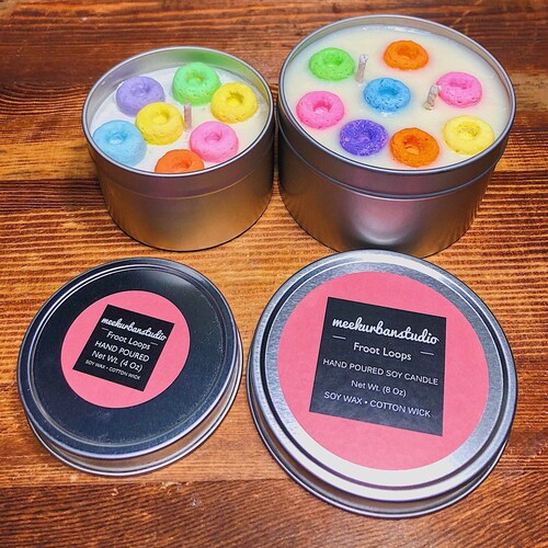 Froot Loop Candle, Fruit Loops Gift, Dessert Candle, Cereal Candle, Froot Loops Soy Wax, Vegan Candle