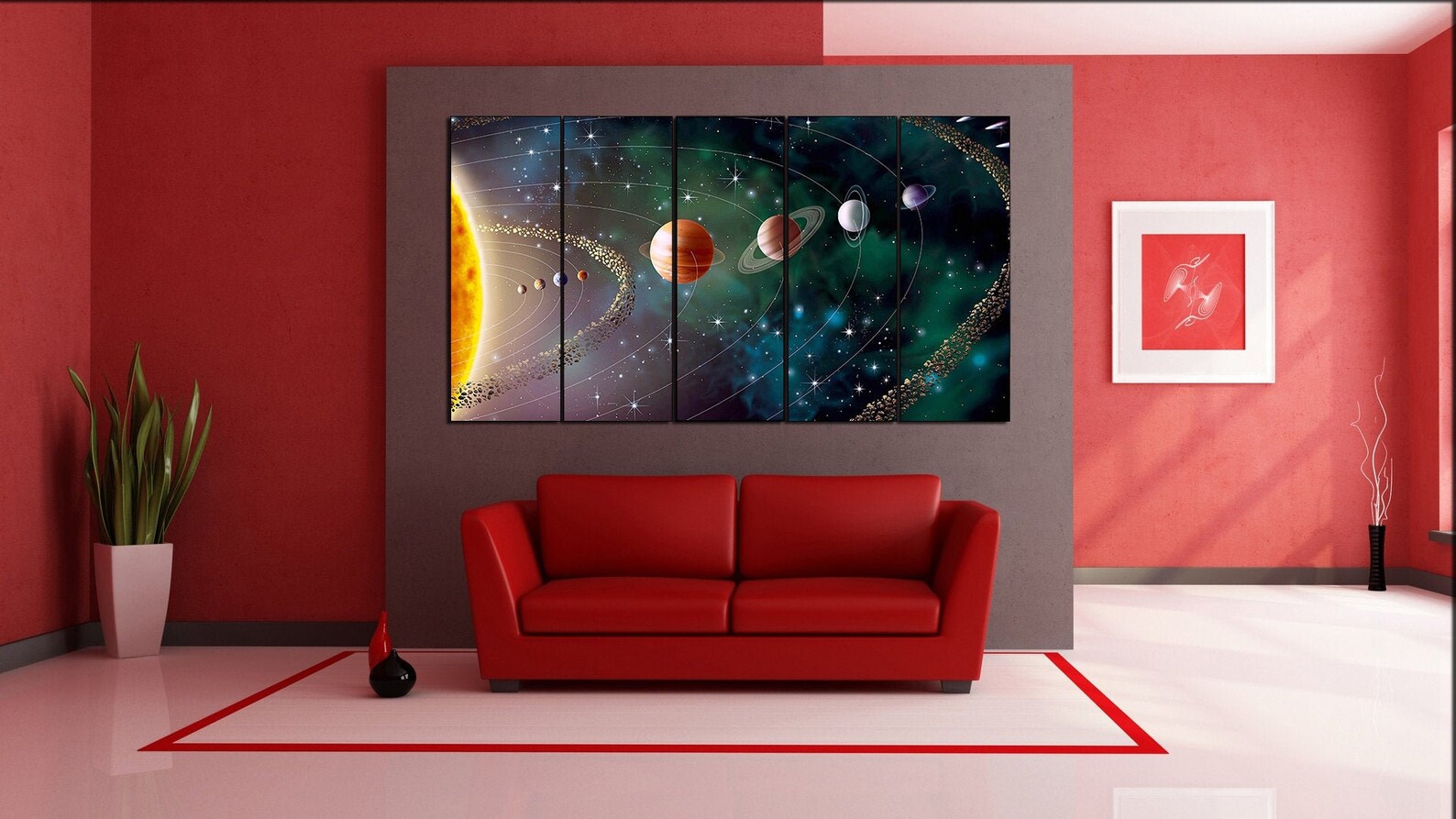 Space Home Décor Planet Poster 5 Panel Canvas Wall Art | Etsy
