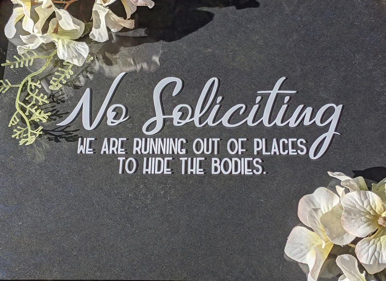 Home Decor Sign Funny Entryway Vinyl Decal Sticker No Soliciting