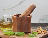 Small Acacia Wood Mortar and Pestle
