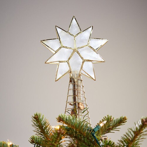 10 Lights Gold Capiz Tree Topper Etsy