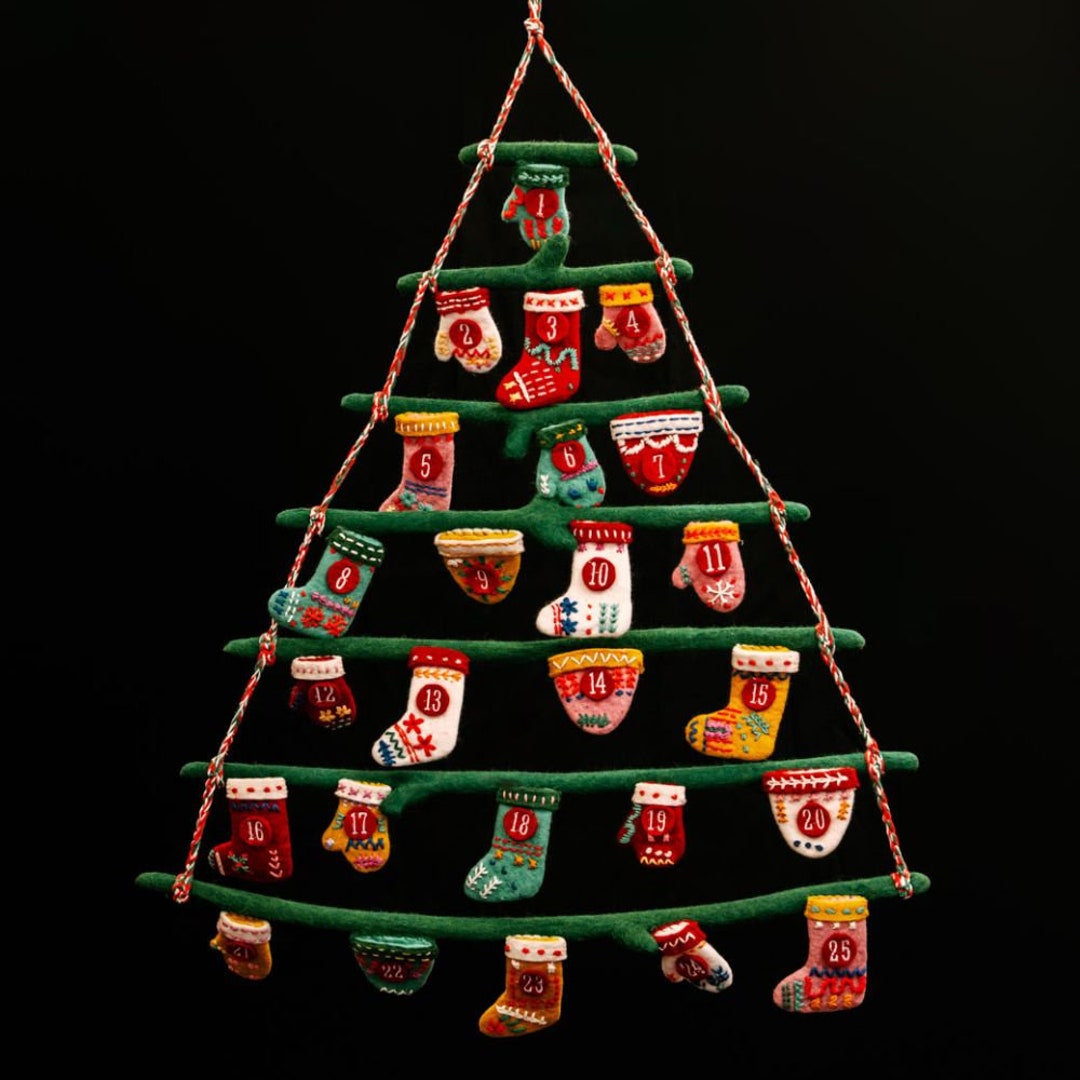 Colorful Felt Christmas Tree Advent Calendar Etsy
