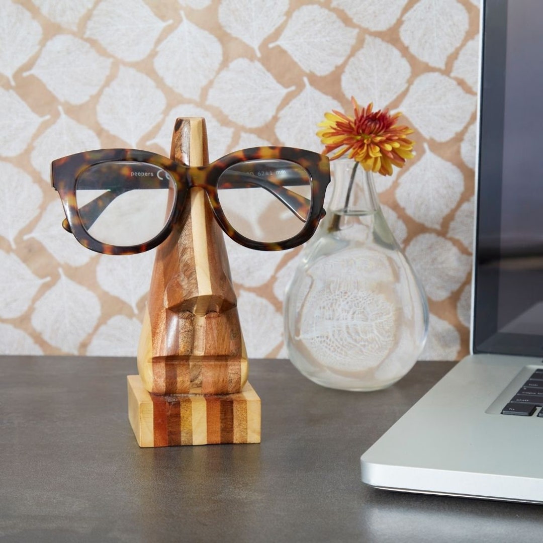 Mango Wood Nose Eyeglass Holder by Two's Company