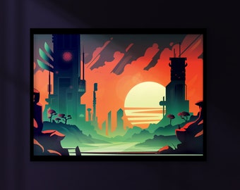 Cyberpunk Wasteland sunset - Djangle studio Illustration