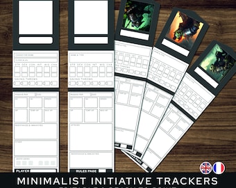 DnD Initiative Trackers - Practical & Minimalist bundle. Initiative Trackers for Dungeons and Dragons 5e, printable and editable.