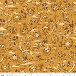 100 Akre Woods - Mapa dorado - Por Jill Howarth para Riley Blake Designs - Se vende cortado a medida - Disponible y se envía hoy