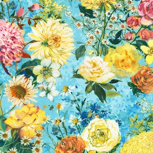 Bloomfield Love - Sky - By Lauren Wan For Robert Kaufman Fabrics - Sold By The Continuous Yard - In Stock Ships Today