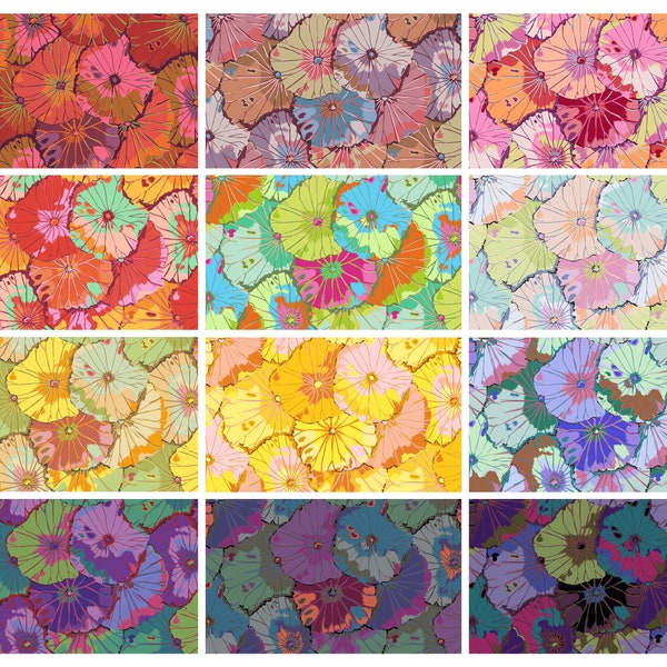 Saturday Stash Kaffe Fassett - Lotus Leaf Fat Quarter 12pc/bundle - By Kaffe Fassett For Free Spirit Fabrics - Sold By Bundle - In Stock