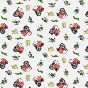 A Trip To The Farm - Tossed Tractors - By Tracy Hall For 3 Wishes Fabric - Sold by the Yard and Cut Continuous - In Stock And Ships Today