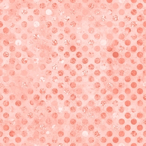 May include: A seamless digital pattern featuring a repeating arrangement of circles in varying shades of light coral and peach. The design incorporates a textured, distressed effect with some circles displaying a metallic, glittery finish.