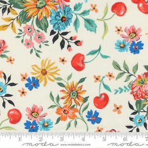 Julia - Porcelain Cherry - By Crystal Manning For Moda Fabrics - Sold By The Continuous Yard - In Stock Ships Today