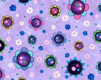 Hootie Patootie - Purple Flower Toss - Door Jeremiah Ketner Collection voor P&B Textiles - Verkocht door continue werf - Op voorraad en schepen vandaag