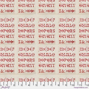 Tim Holtz Palette Red - rode typografie - door Tim Holtz voor FreeSpirit Fabrics - per stuk verkocht - op voorraad en vandaag nog verzonden