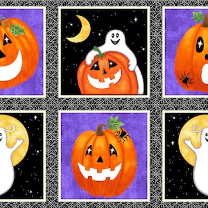 Spooky Friends phosphorescent - Panneau de 61 cm - Par Sharla Fults pour Studio E Fabrics - Vendu par panneau - En stock