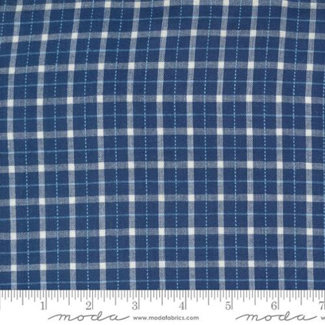 Denim Daisies Woven - Midnight Jeans Plaid - by Fig Tree Co for Moda ...