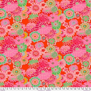 Kaffe Collective August 2023 - Tomato Asian Circles - By Kaffe Fassett For Free Spirit Fabrics - Sold By Yard - In Stock Ships Today