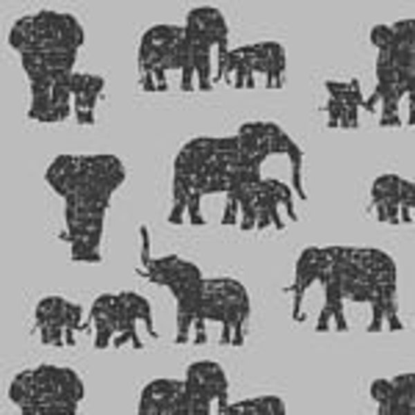 Avalana - Organic Jacquard Knit Elephants Light Grey - by Stoff Fabrics - Sold by the Yard and Cut Continuous