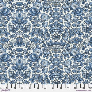 Tim Holtz Palette Indigo - Indigo Wallpaper - By Tim Holtz For FreeSpirit Fabrics - Sold By The Continuous Yard - In Stock And Ships Today