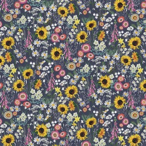 Celestial Seasons - Night Allover Zodiac Floral - By Jacqueline Wild For P&B Textiles - Sold By The Continuous Yard-In Stock And Ships Today