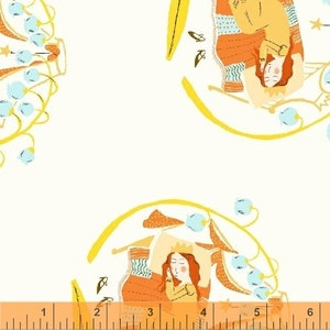 Far Far Away 2 - Sleeping Beauty, White - by Heather Ross for Windham Fabrics