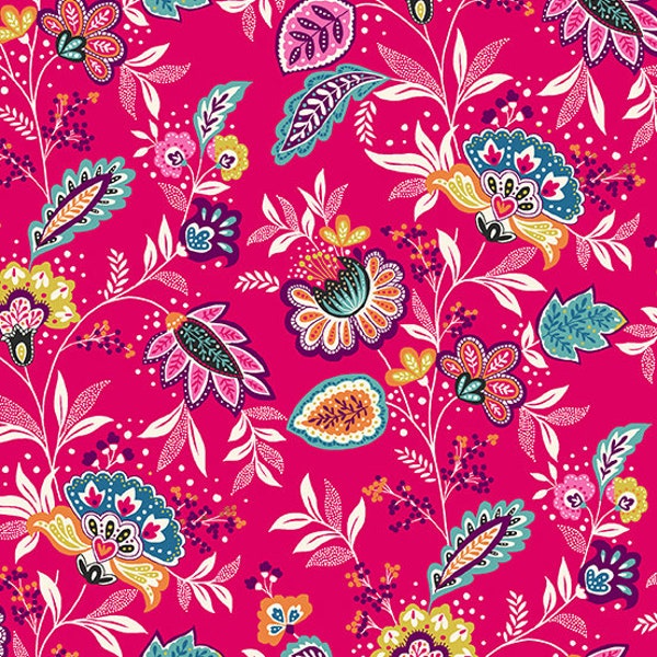 Jewel Tones - Pink Sarasa - By Makower UK For Andover Fabrics - Sold By The Yard And Cut Continuous - In Stock And Ships Today