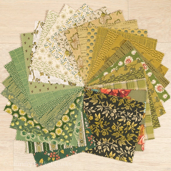 Green Charm Pack Fabric Etsy Israel