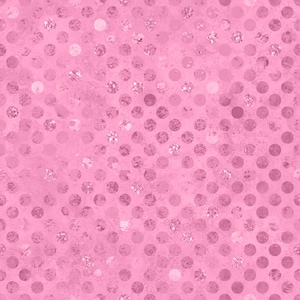 May include: A repeating pattern of pink circles on a textured pink background. The circles feature a metallic, glittery finish that contrasts with the matte, slightly mottled appearance of the surrounding pink surface, creating a polka dot design.