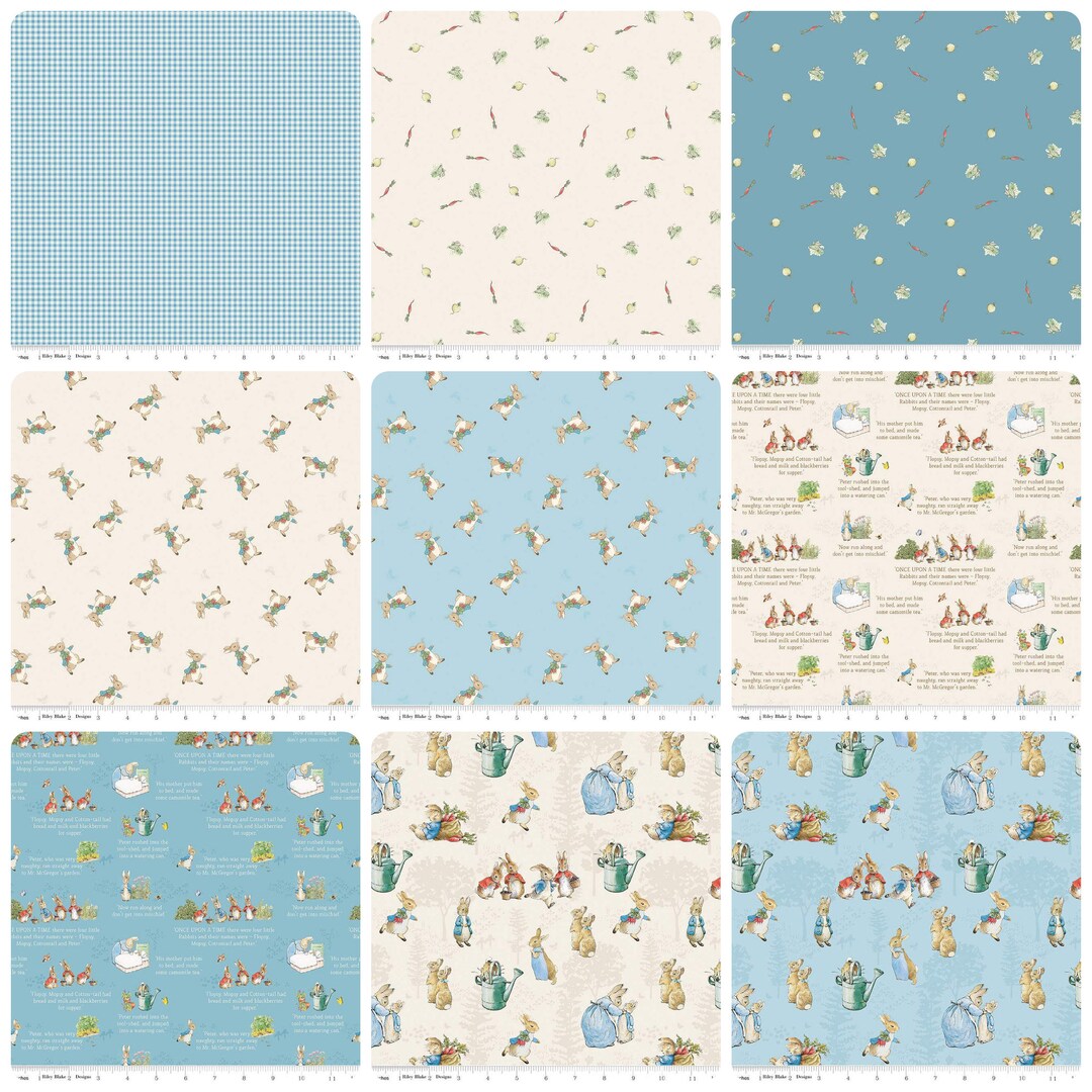 Peter Rabbit Ships The Tale of Peter Rabbit - Blue Curated Fat Quarter 9pc/bundle- by ...