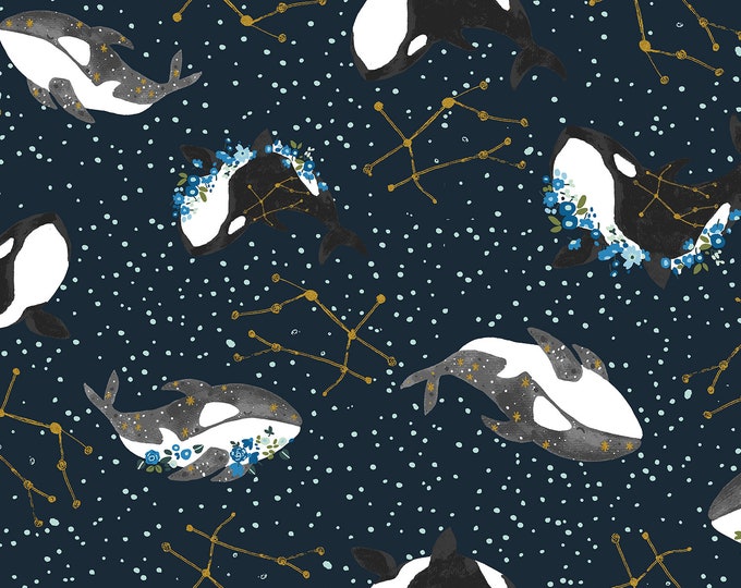 Cosmic Sea Metallic Blue Queen of the Sea by Cali and Co. for Cotton ...