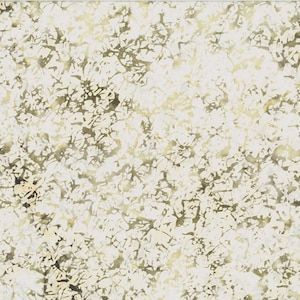 May include: A cream-colored fabric with a mottled pattern of olive green and brown. The design features irregular, abstract shapes scattered across the surface, creating a textured appearance. The fabric has a subtle, organic aesthetic.