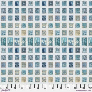 Tim Holtz Palette Blue - Blue Stamps - By Tim Holtz For FreeSpirit Fabrics - Sold By The Continuous Yard - In Stock And Ships Today